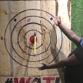 a man holding a sign